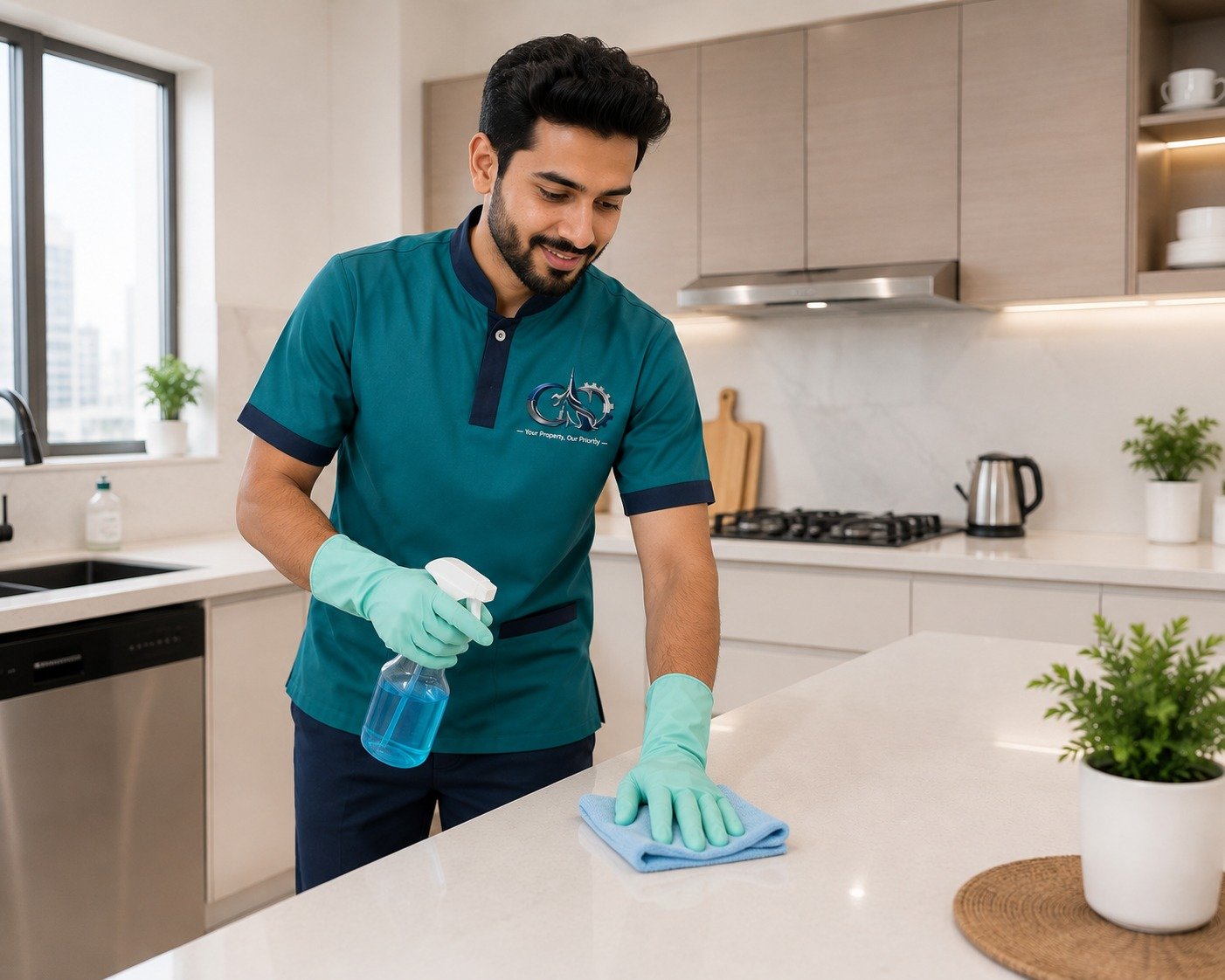 AC technician servicing unit